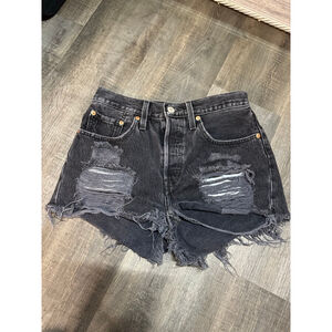 Women's Levi's Black Distressed Jean Shorts Size 27